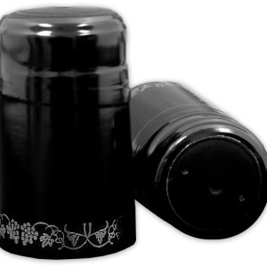 BLACK/SILVER GRAPES PVC SHRINK CAPSULES 30/BAG