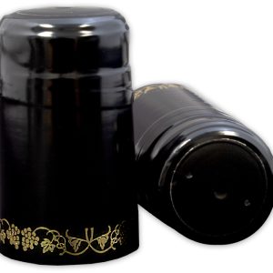 BLACK/GOLD GRAPES PVC SHRINK CAPSULES 30/BAG