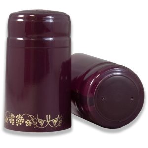 BURGUNDY/GOLD GRAPES PVC SHRINK CAPSULES 30/BAG